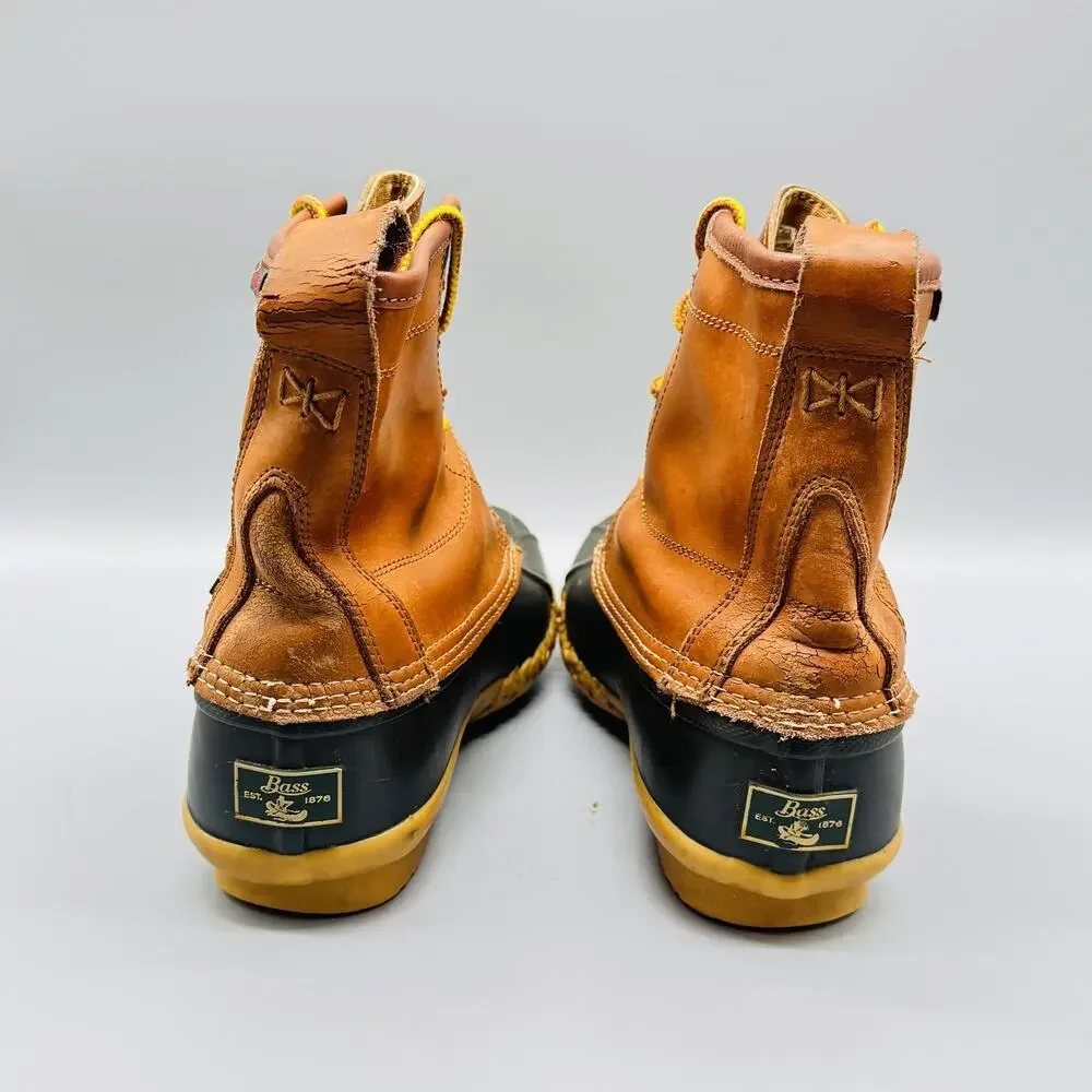 G H Bass Boots Mens Size 8 Waterproof Duck Leather Rubber Sole Outdoor Hiking